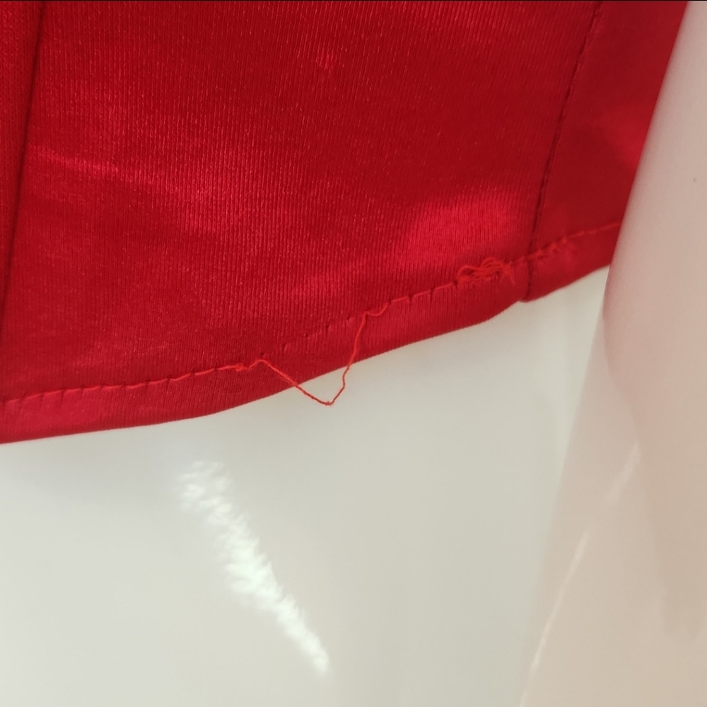 Red Satin Strapless Crop Top Bold & Chic Size Medium - Picture 7 of 16
